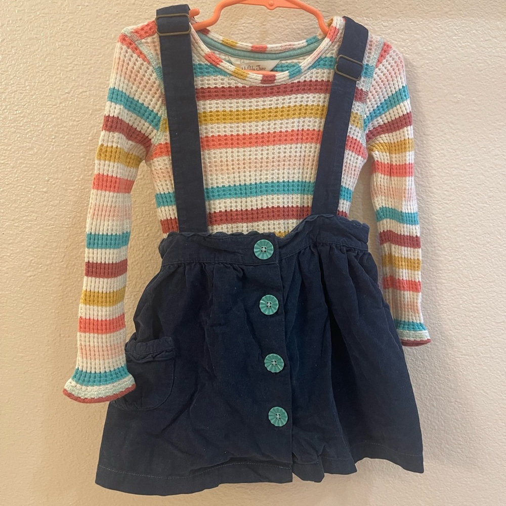 Matilda Jane Striped Top with Navy Overalls